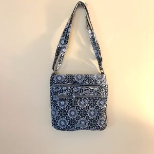 Vera Bradley Cotton Triple Zip Hipster Crossbody Purse